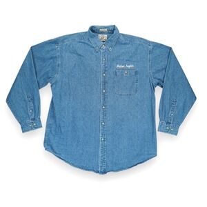 Vintage Eagle‎ Dry Goods Shirt Men's Denim Long Sleeves " Michael Angelo's " XL